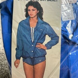 Chic by h.i.s. Vintage Size M Blue Windbreaker Snap Front Work Out Jacket Top